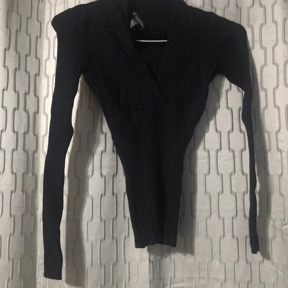 Petite slim black blouse